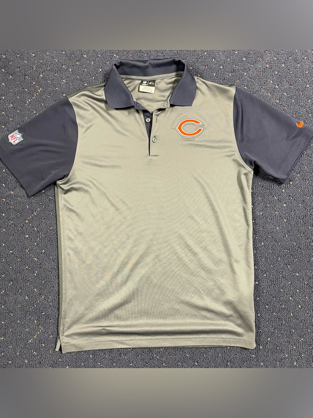 Nike Men's Gray and Navy Chicago Bears Polo